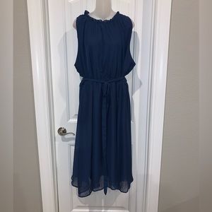 Bloomchic Navy Chiffon Dress NWT